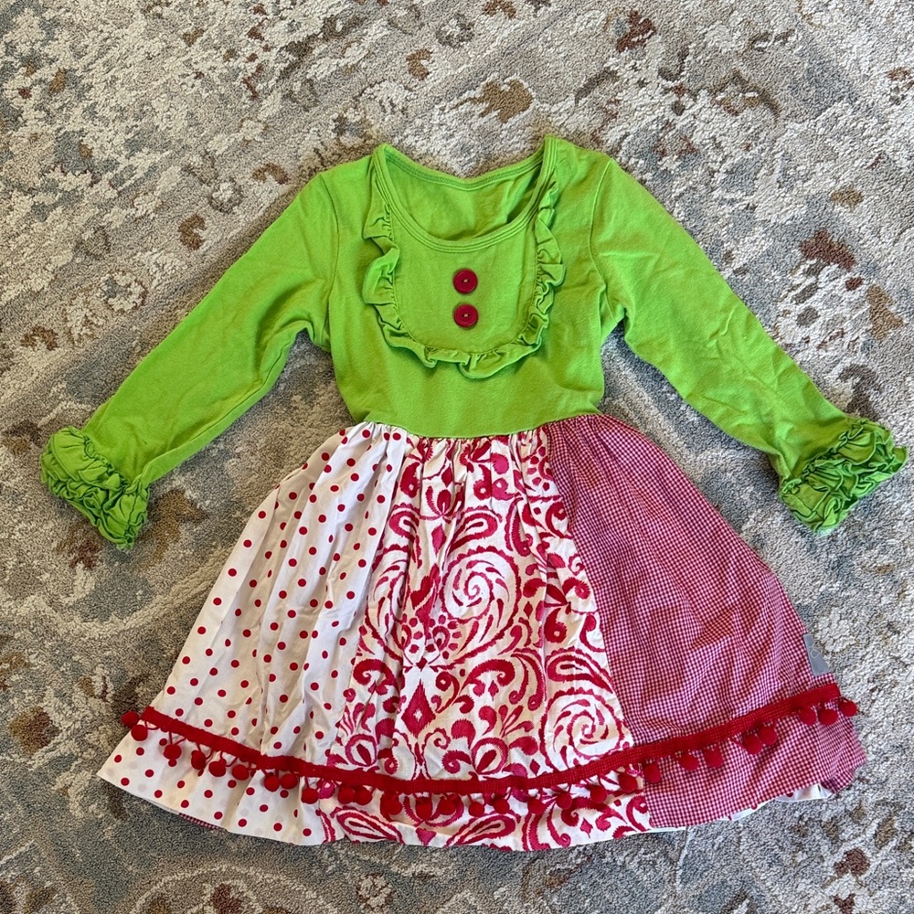 Eleanor Rose Green and Red Kids Holuday Grinch Christmas Dress